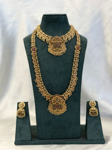 Antique Temple Gold Bridal Necklace set,llb864