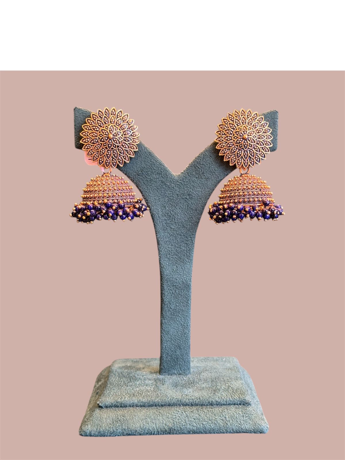 Antique Gold Big Sunflower Jhumka Earrings,llb900