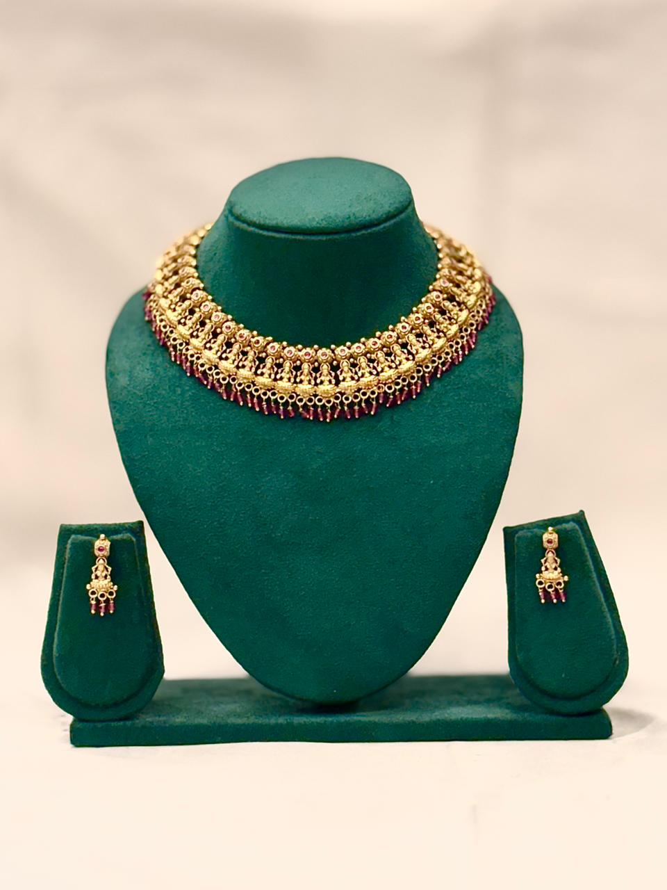 Gold Nakshi Ghungroo Choker Necklace Set | OL 05