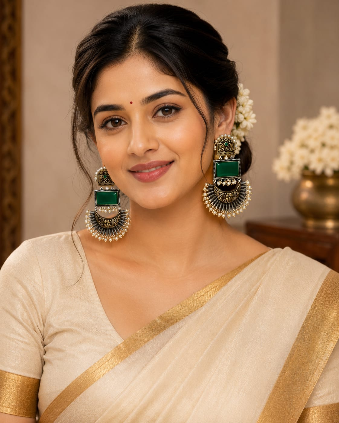 Oxidised Gold Chandbali Earrings | OL 248