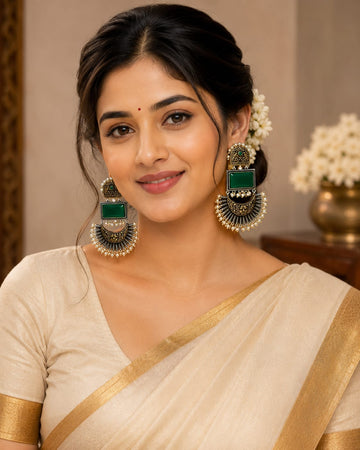 Oxidised Gold Chandbali Earrings | OL 248