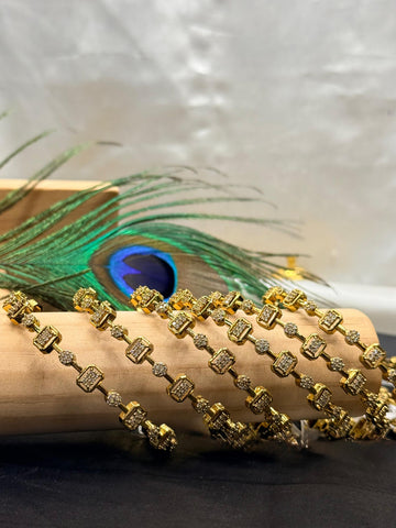 Elegant Gold CZ Bangles | Designer Stone,llb404