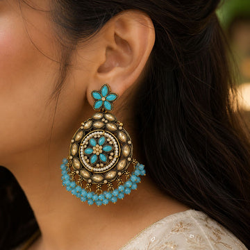 Turquoise Chandbali Earrings | llb0113