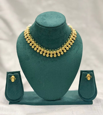 Antique Gold Green Stone Necklace Set | Traditional Bridal,llb448