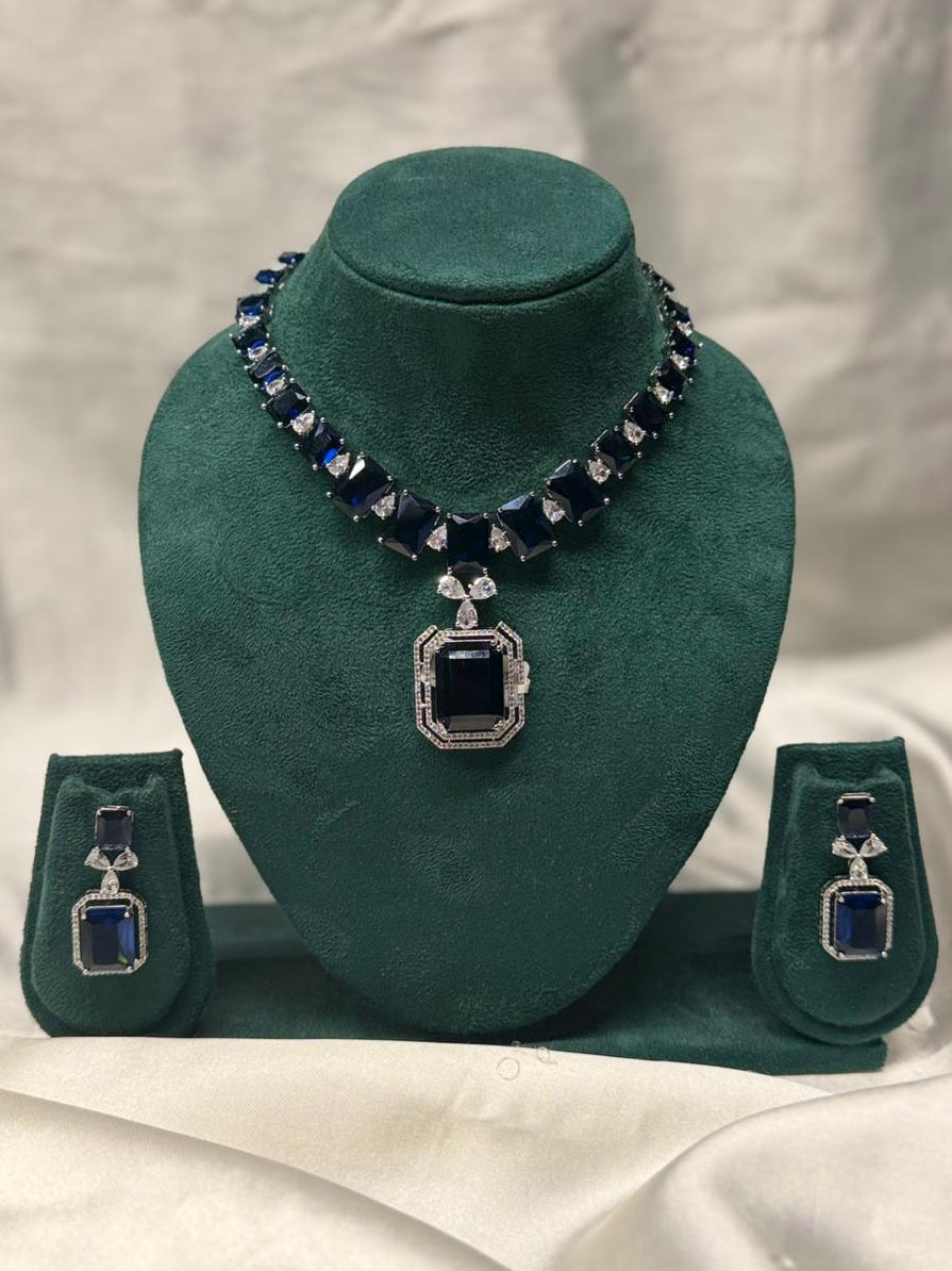Royal Blue Stone Necklace Set,llb328