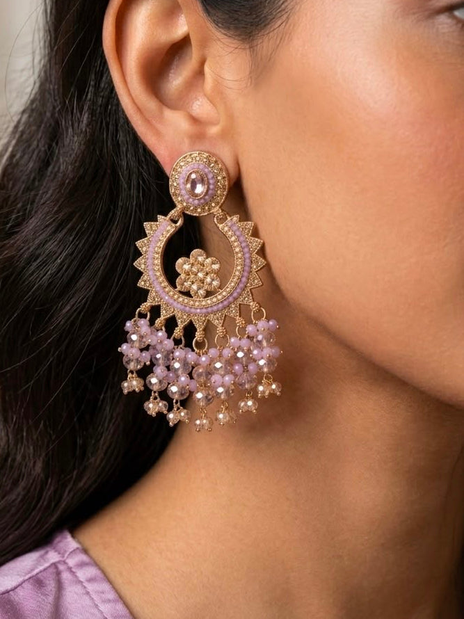 Lavender Gold Chand Bali Earrings | llb0151