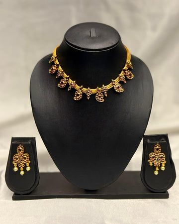 Designer Mehendi Gold Necklace Set, llb305