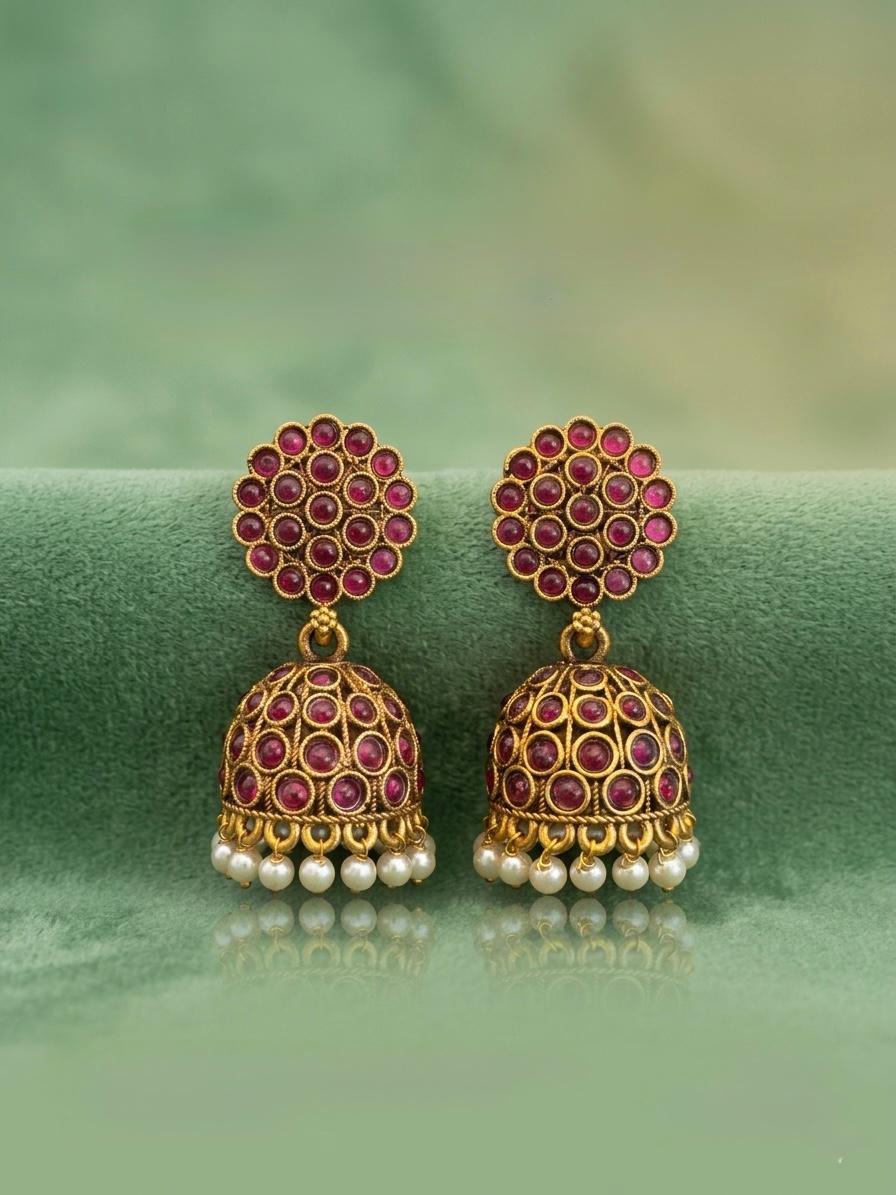 Ruby Polki Jhumka Earrings | llb0123