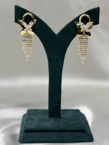 Gold Flower Drop Earrings with Crystal Tassels ,llb705