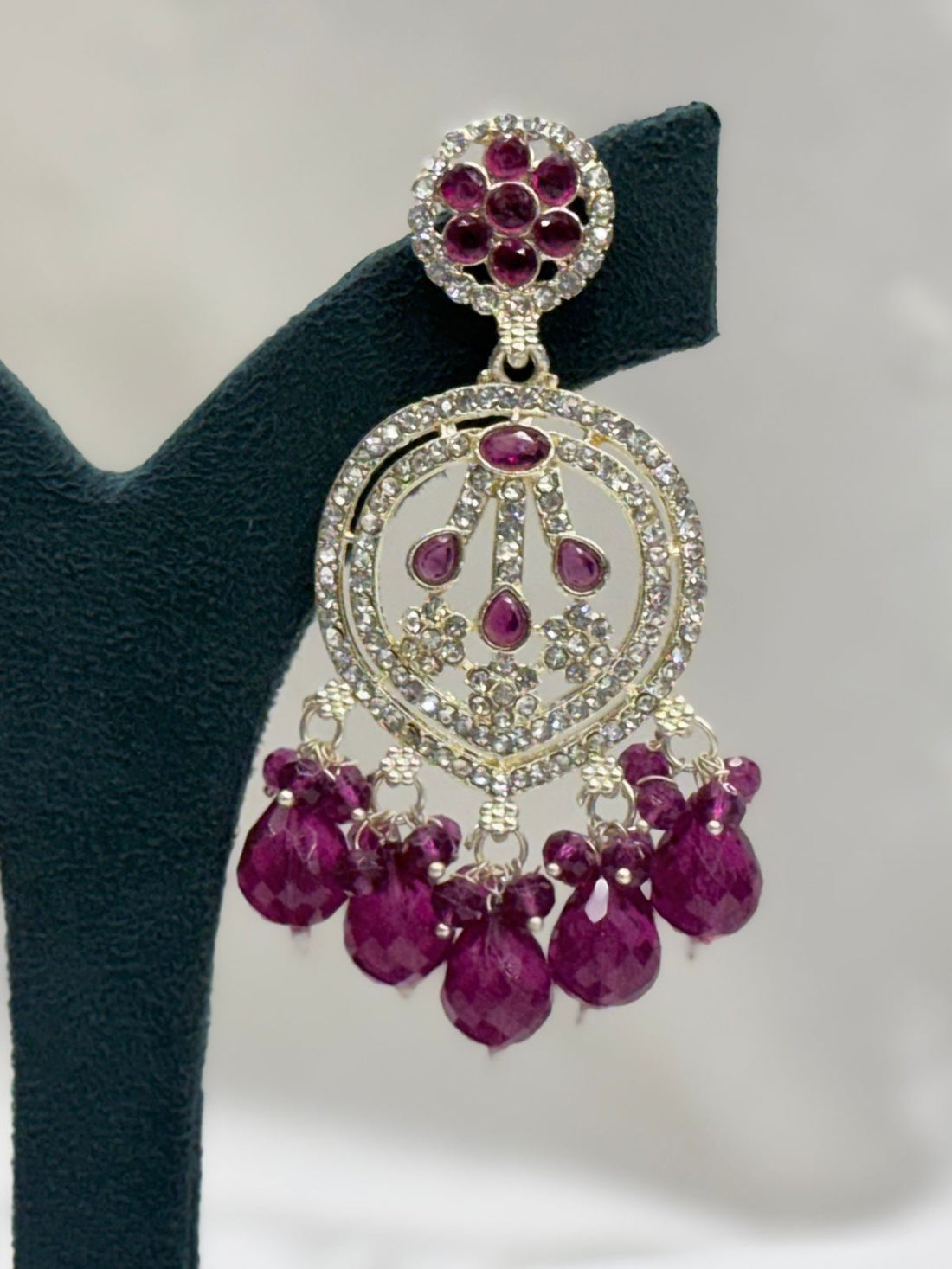 Maroon Stone Drop Earrings for Women,llb637