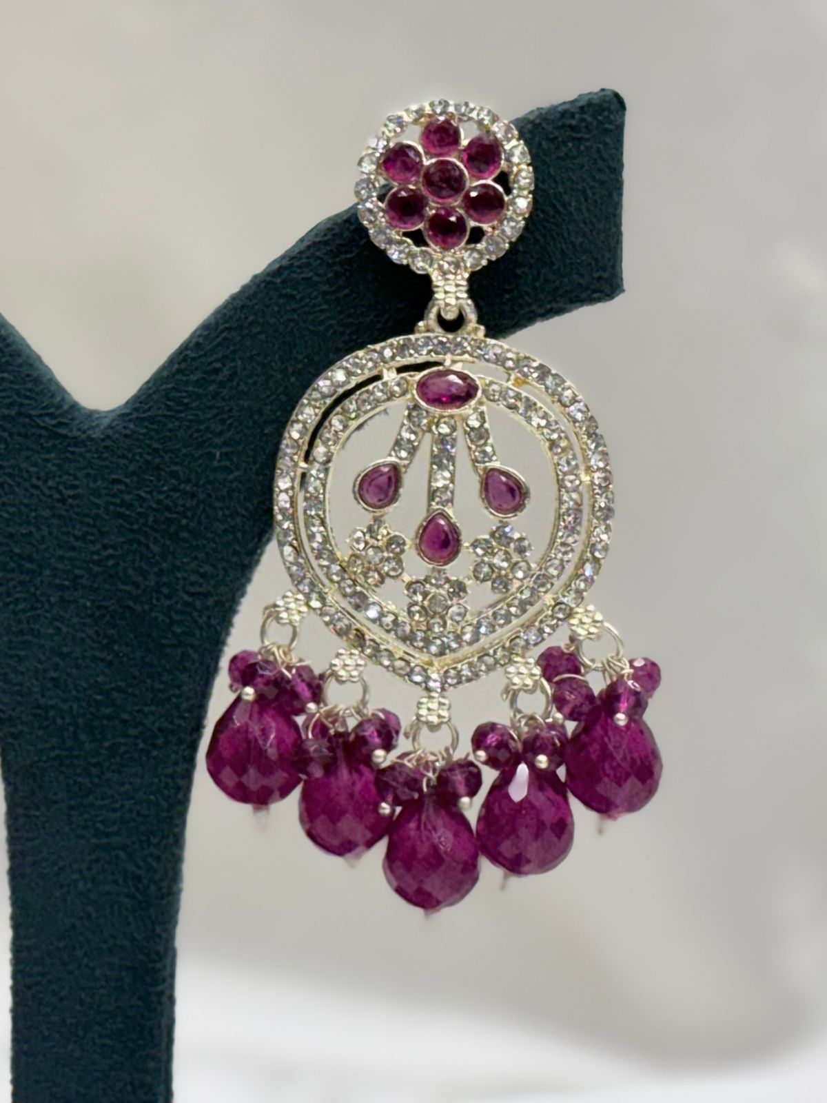 Maroon Stone Drop Earrings for Women,llb637