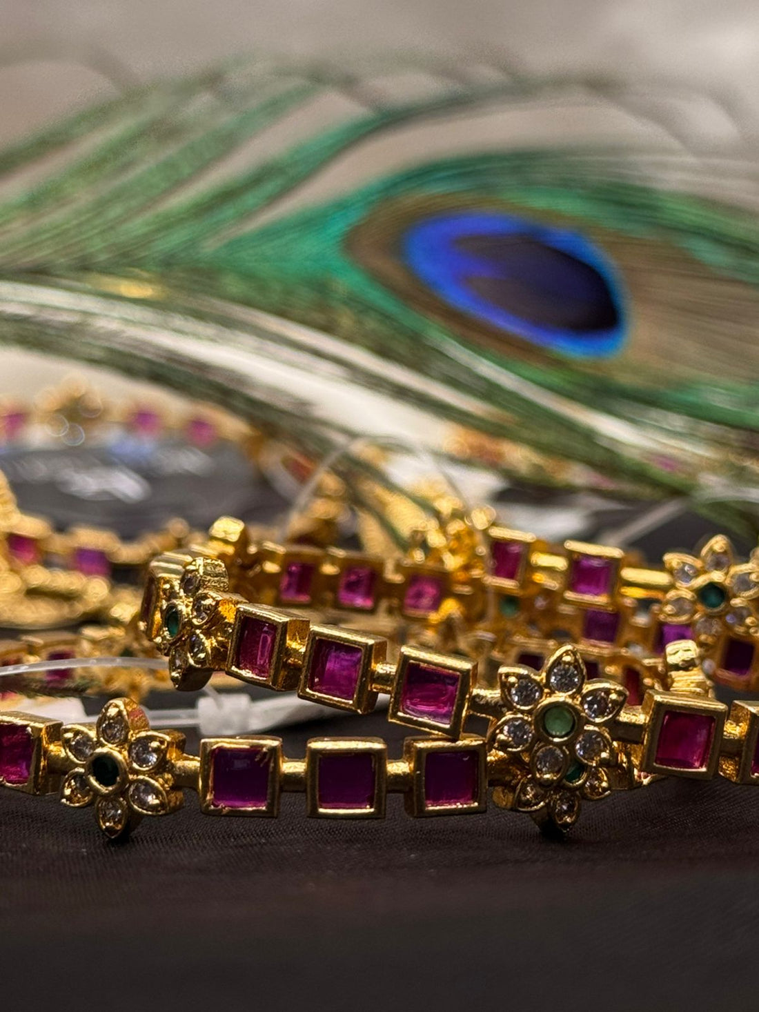 Elegant Gold Bangles with Ruby Stone,llb405