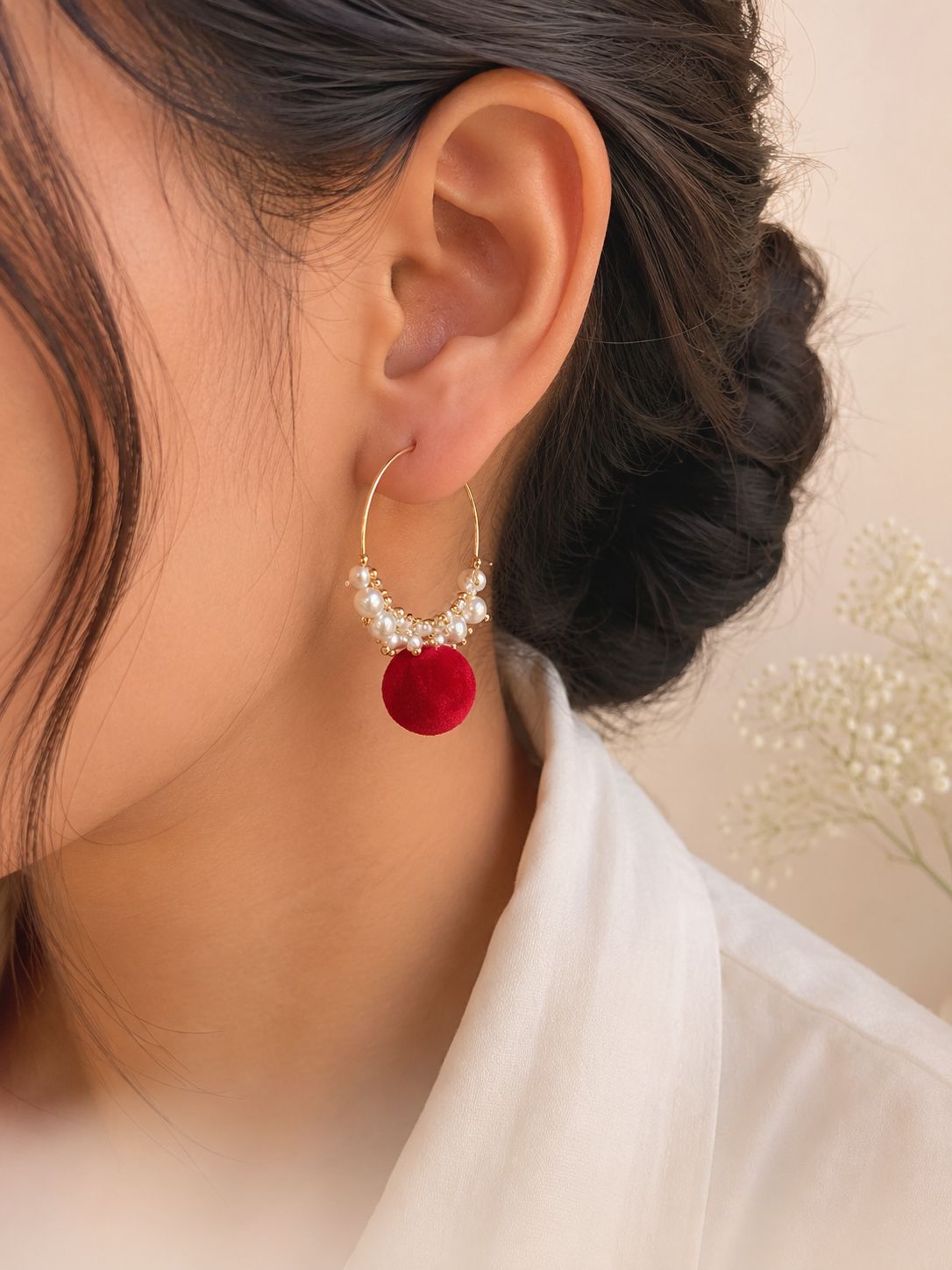 50% off special collection | pearl hoops earrings |llb0136