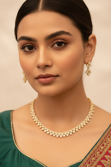 Diamond Necklace Set on Model