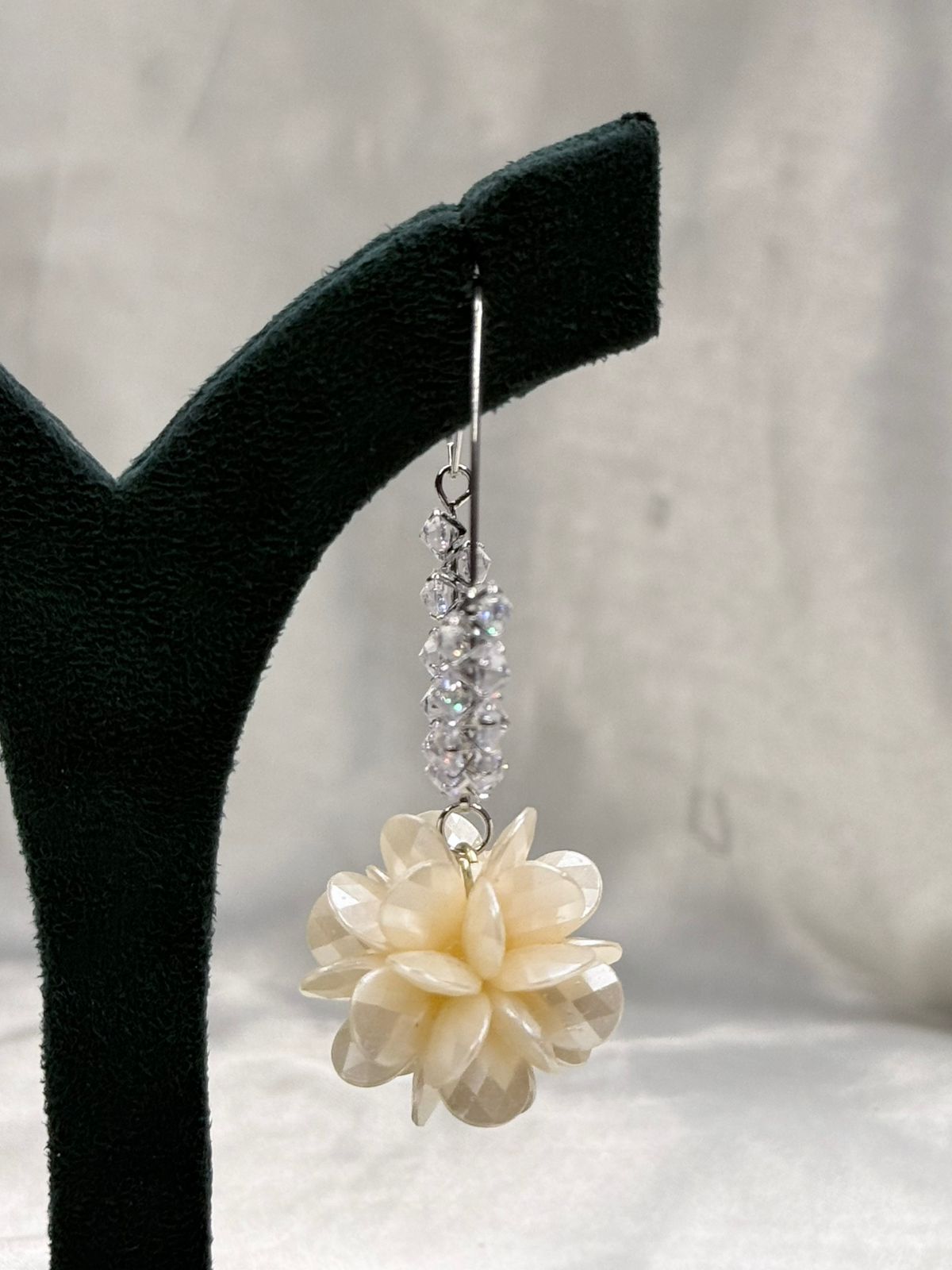 Crystal Hoop Earrings with Floral Drop Charm ,llb557
