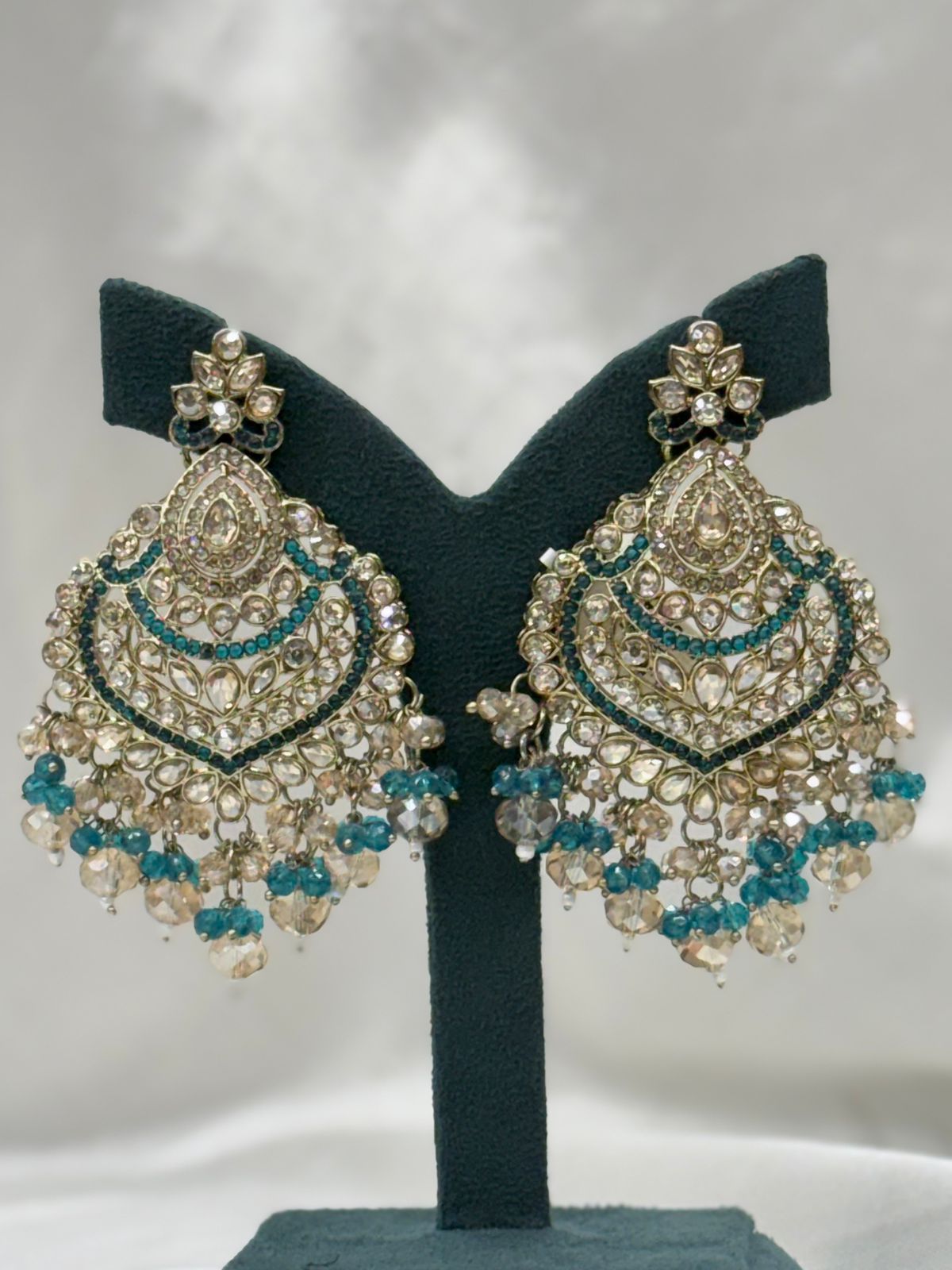 Emerald Green Kundan Chandbali Earrings for Women,llb630