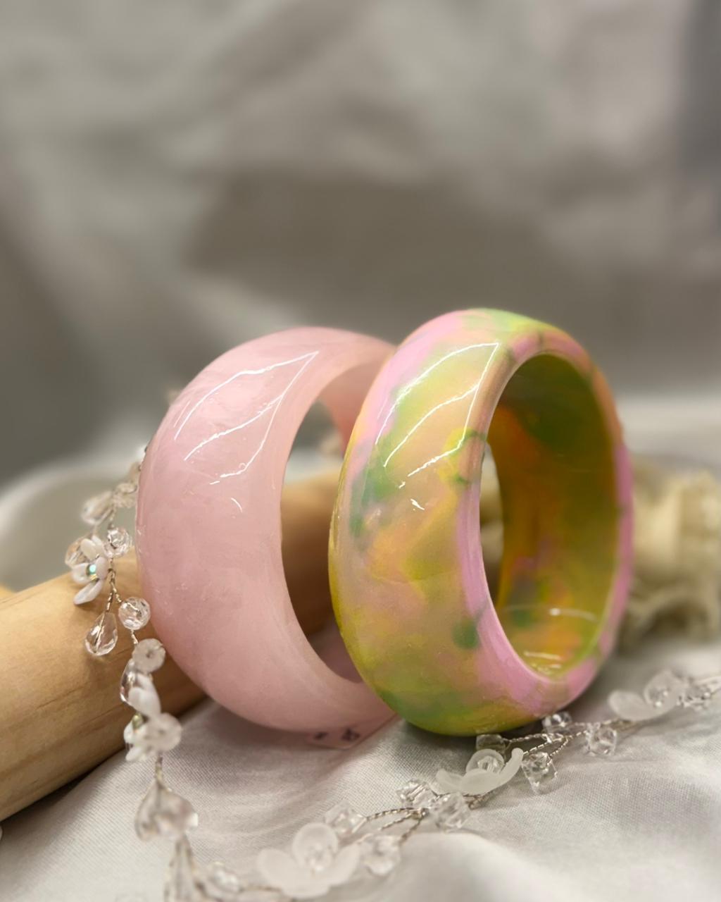 Pastel Statement Bangles with Floral & Crystal Accessories,llb314