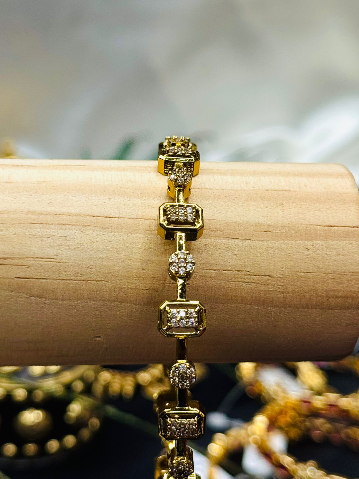 Elegant Gold CZ Bangles | Designer Stone,llb404