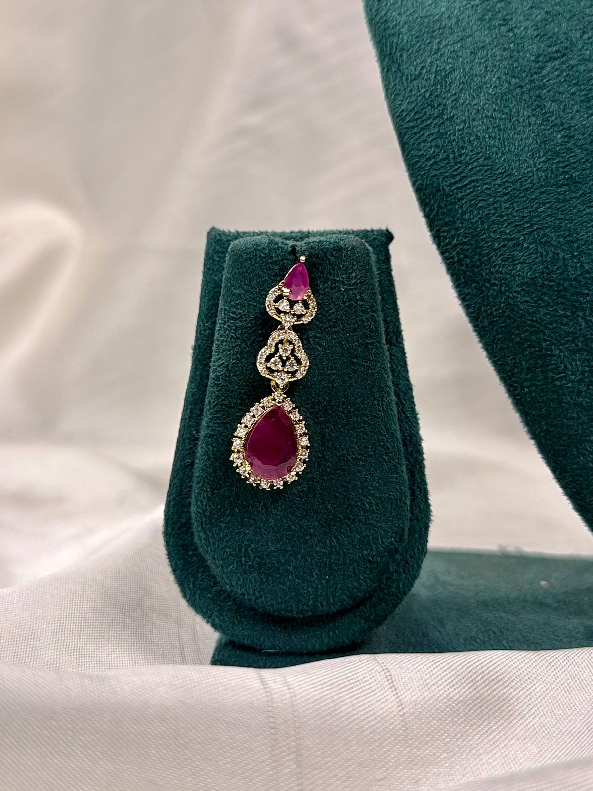 Ruby Drop Diamond Necklace Set | Elegant Bridal Jewellery,llb431