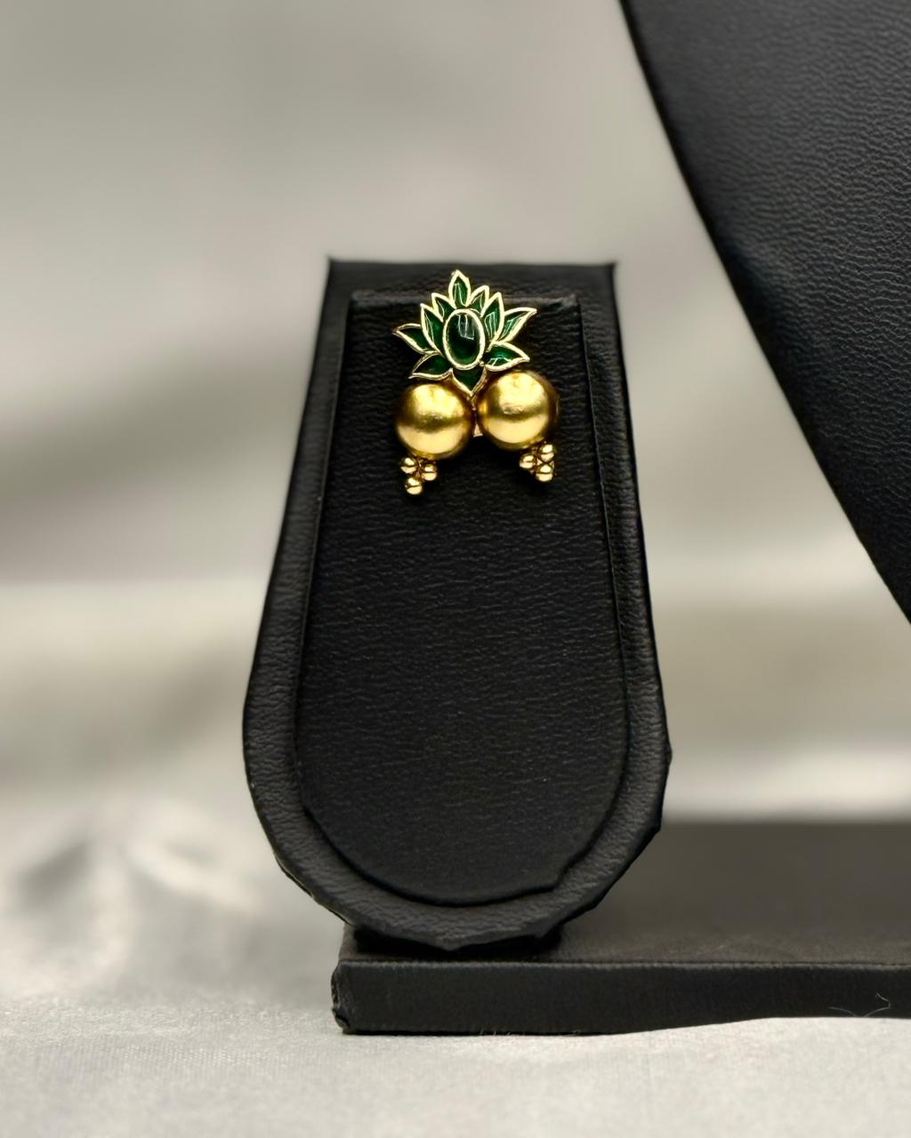 Handcrafted Mehendi Green Lotus Necklace Set,llb306