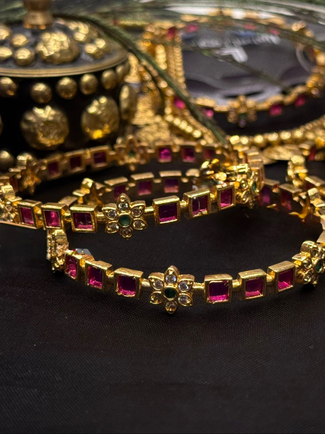 Elegant Gold Bangles with Ruby Stone,llb405
