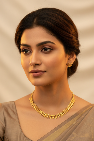 Gold Necklace Set on Model