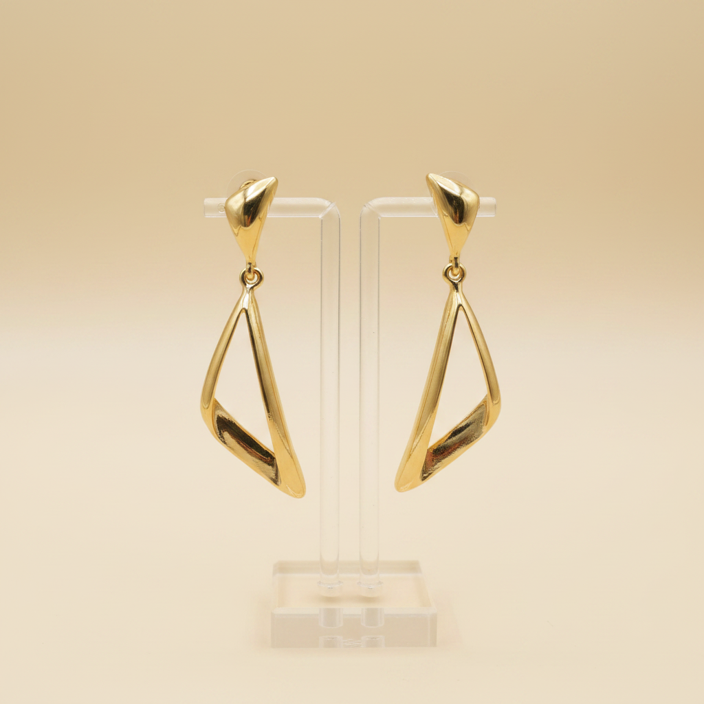 Gold Twisted Open Triangle Drop Earrings | LLB0183