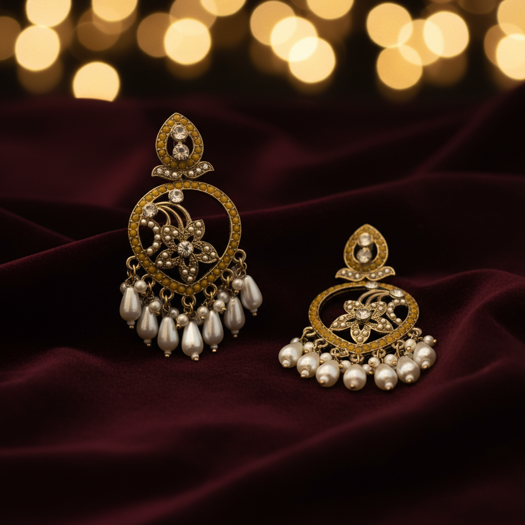 Pearl Drop Chandbali Earrings | llb0112