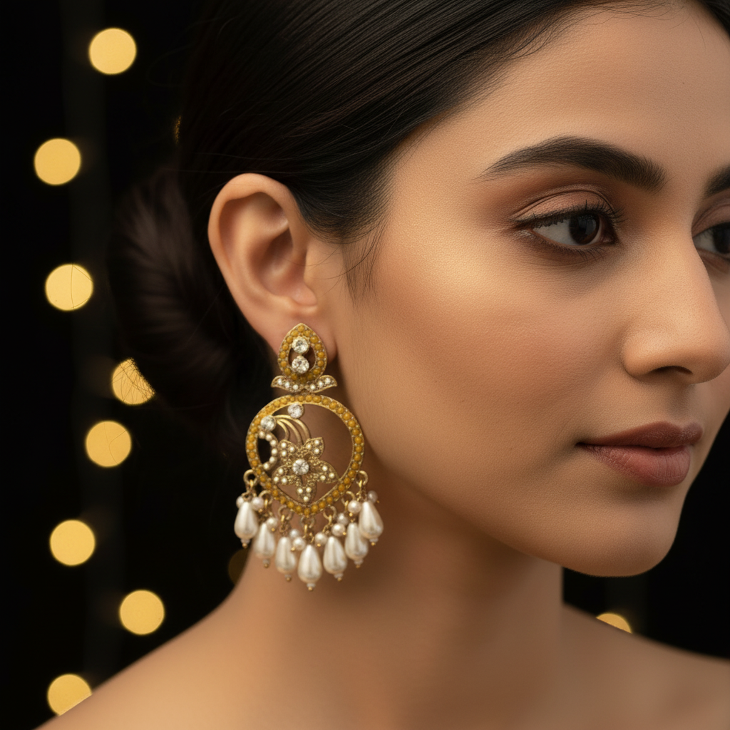 Pearl Drop Chandbali Earrings | llb0112