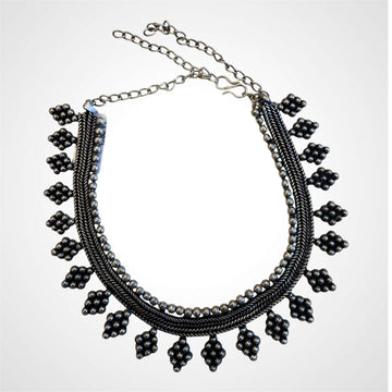 Oxidised Silver Grape Cluster Choker Necklace | Boho Ethnic Jewellery | llb963