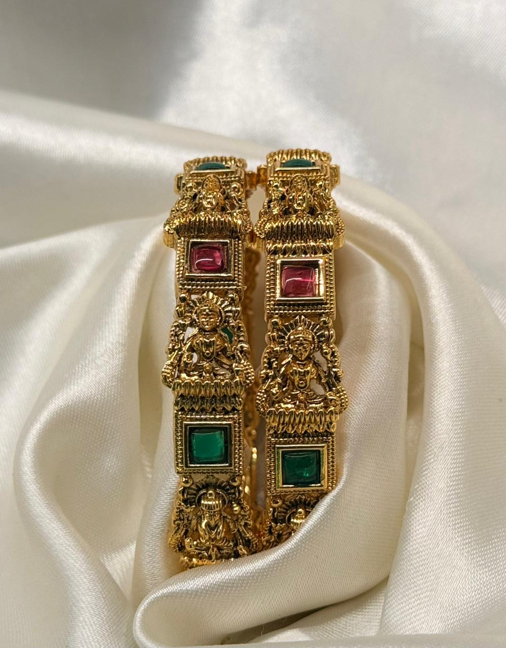 Premium Temple Design Gold Bangles,llb413