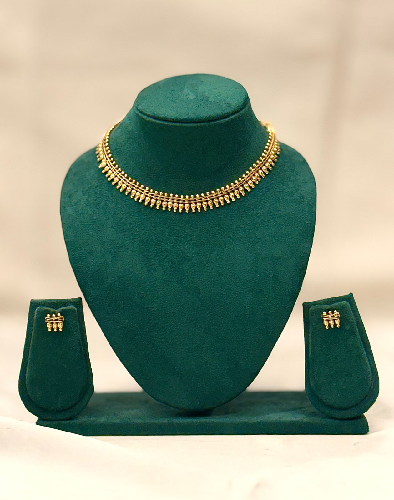 Gold Temple Necklace Set with Earrings | OL 25