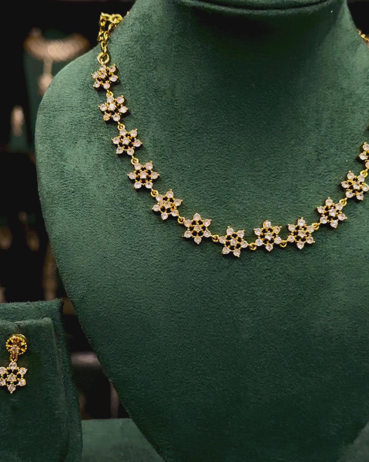 Elegant Gold Floral Necklace Set with Matching Earrings | ONK379