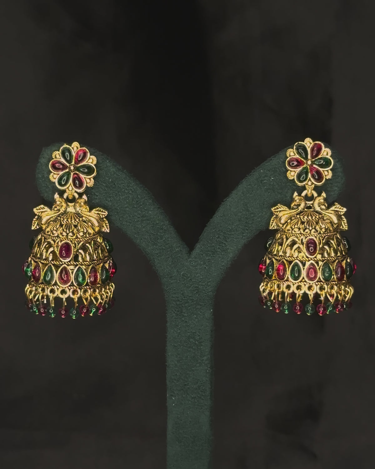Traditional  Multicolour Stone Jhumka Earrings | GV223