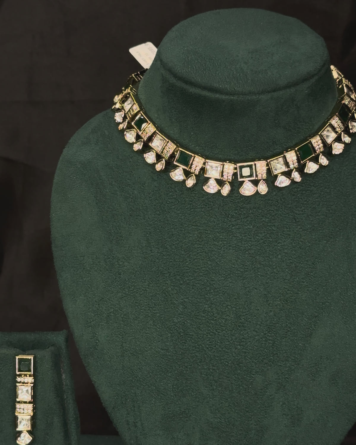 Square Stone Necklace Set with Matching Earrings |  L10245