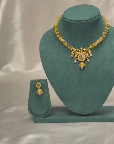 Multi Colour Stone Gold-Tone Necklace Set | ONK318