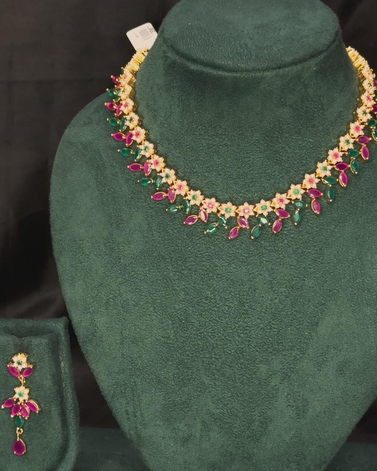 Multicolour Stone Necklace Set with Matching Earrings | L11190