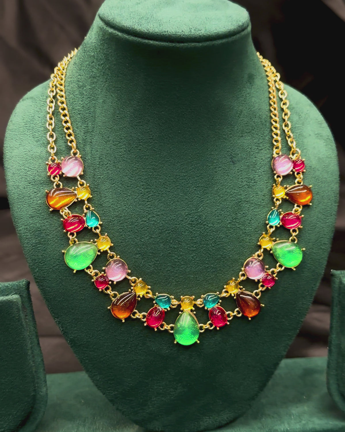 Multicolor Gold Finish Layered Necklace - Colorful Beaded Statement Jewellery | T302511265